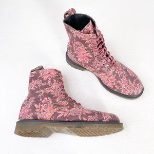 Dr. Martens Brown Red Floral Canvas Beckett Lace Up Boots Men's 11 Women's 13